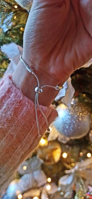 Bransoletka srebrna pandora modułowa regulowana do charmsy zawieszki #