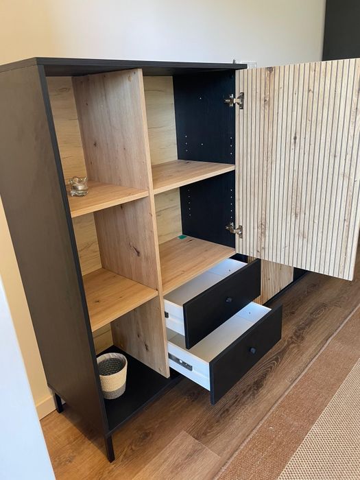 Pack sala de estar Carvalho e Preto mate 
Elemento bar: L80 x P40 x A