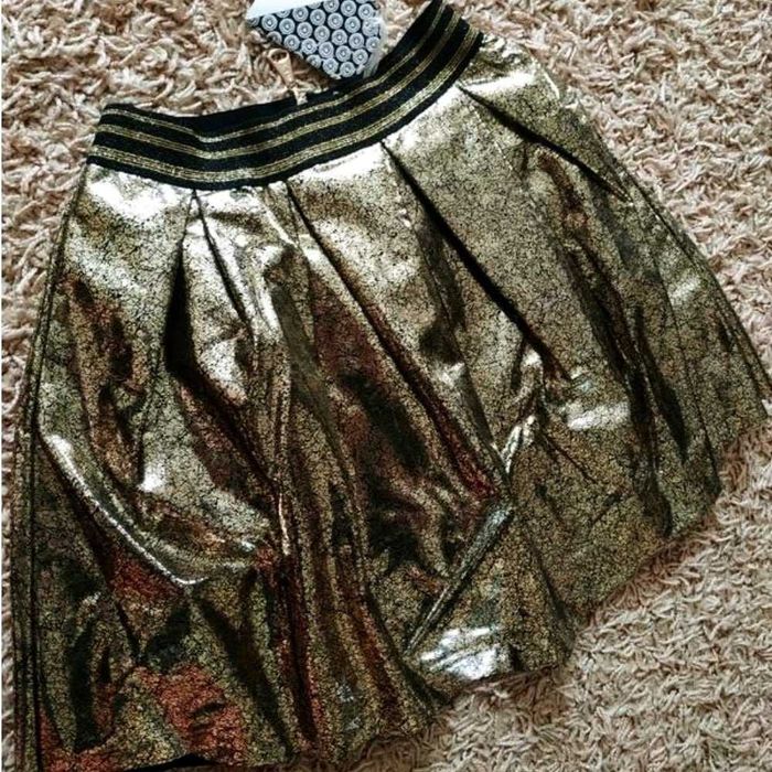 Юбка нарядная на девочку юбка с поясом на резинке золотая 152-158