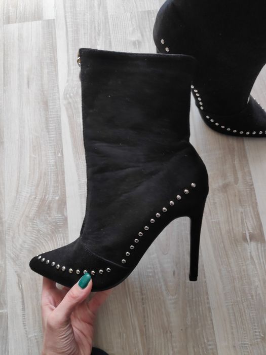 Buty damskie botki na szpilce dżety zamek czarne 38