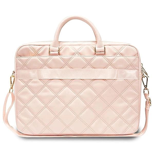 Torba Guess Quilted 4G na laptopa 16" - różowa