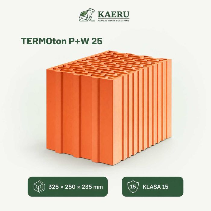 Pustak ceramiczny TERMOton 25cm kl. 15 - kratówka cegła dziurawka porotherm max - cena: 3,43 zł netto/szt- dostawa cała Polska - oferta inwestycyjna -