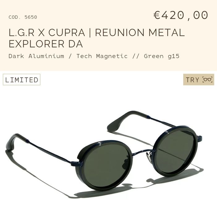 Okulary Przeciwsłoneczne L.G.R x CUPRA Reunion Metal Explorer - UNIKAT, Full Set