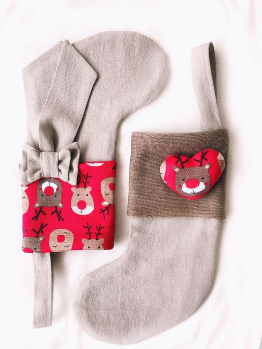 Новорічний носок чобіток для подарунків декор Різдво