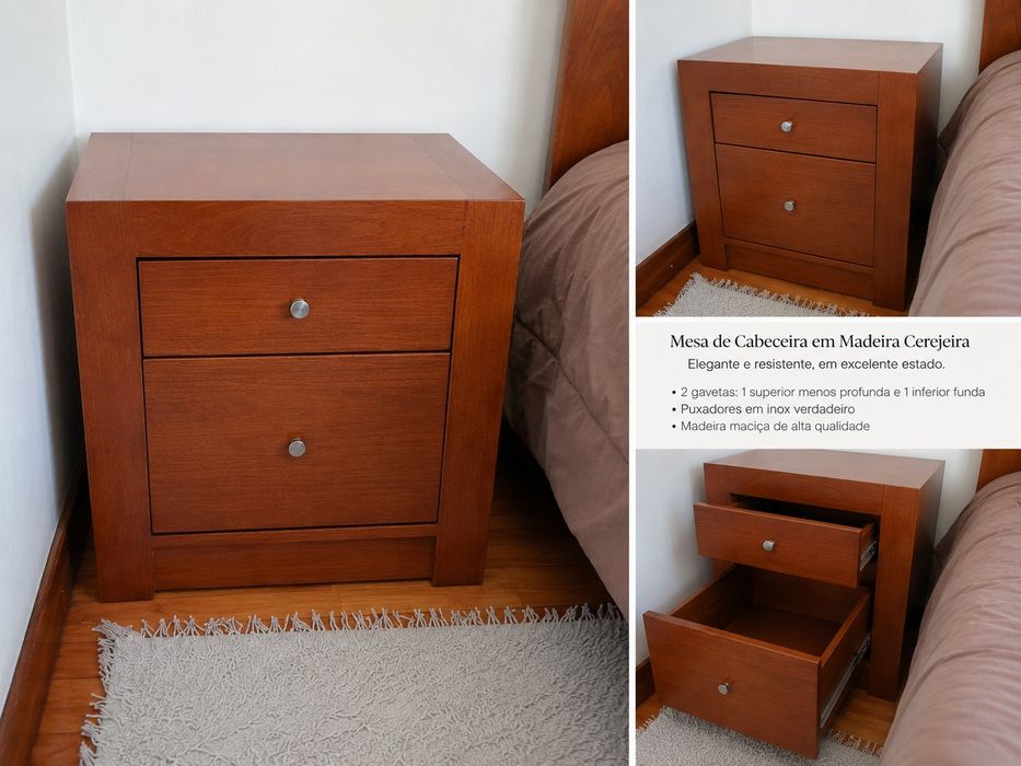 Quarto Completo Casal em Madeira Cerejeira