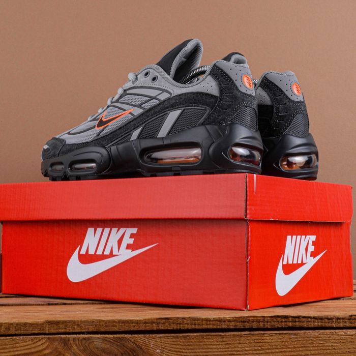 (1936) Кросівки Nike Shox сірі з помаранчевим (41-46) найк найки