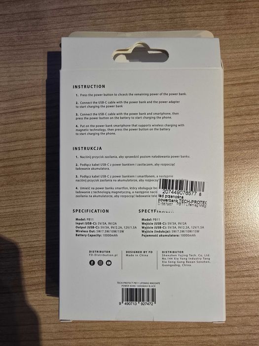 Tech-Protect PB11, Powerbank z ładowaniem indukcyjnym 10000 mAh 15W