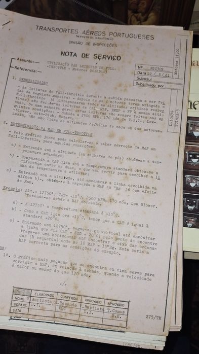 TAP folhas de serviço dossier antigo anos 50 e 60