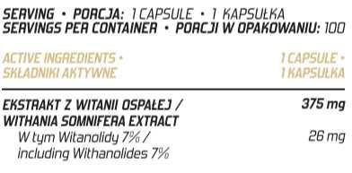 Evolite Ashwagandha 100kaps 7% Standaryzacji Odporność na Stres