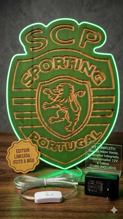 Quadros em Madeira com Iluminação Neon LED | Equipas de Futebol
