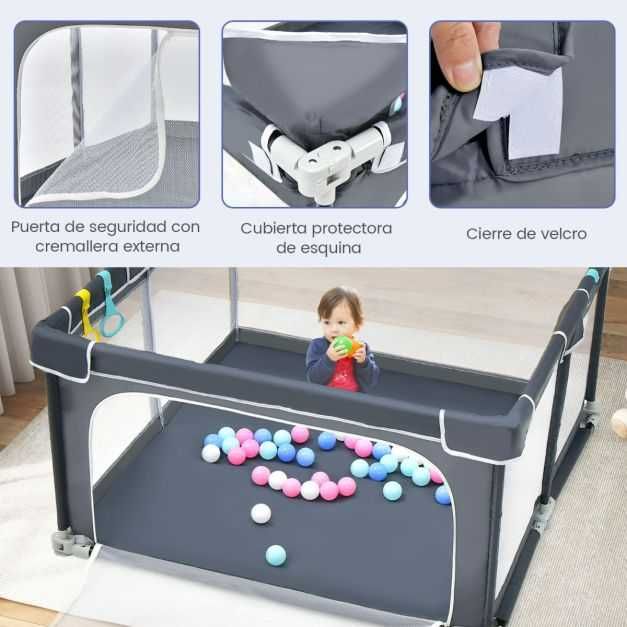 Parque infantil dobrável 50 bolas 124x124x70cm Cinzento Escuro NOVO