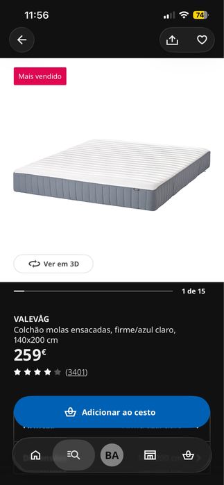 Cama Malm Ikea 140x200 Branca + Colchão Valevåg + Estrado Lüroy