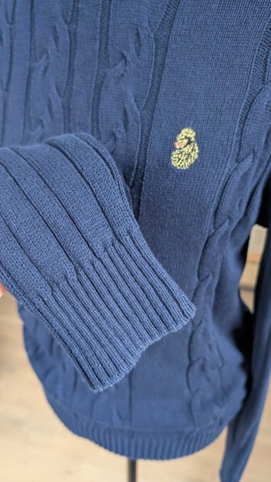LUKE 1977 granatowy sweter 100% bawełna, kabel, lew