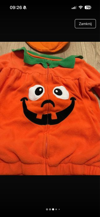 Kostium/ przebranie dynia halloween z beretem 3-4 lata