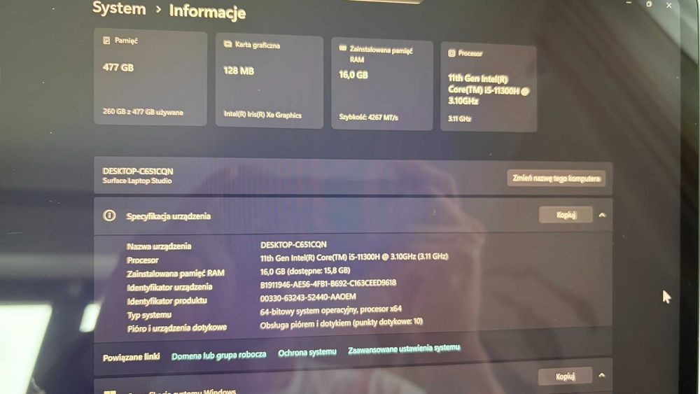 Microsoft Surface Laptop Studio 14,4" i5 16GB/512GB iGPU gwarancja