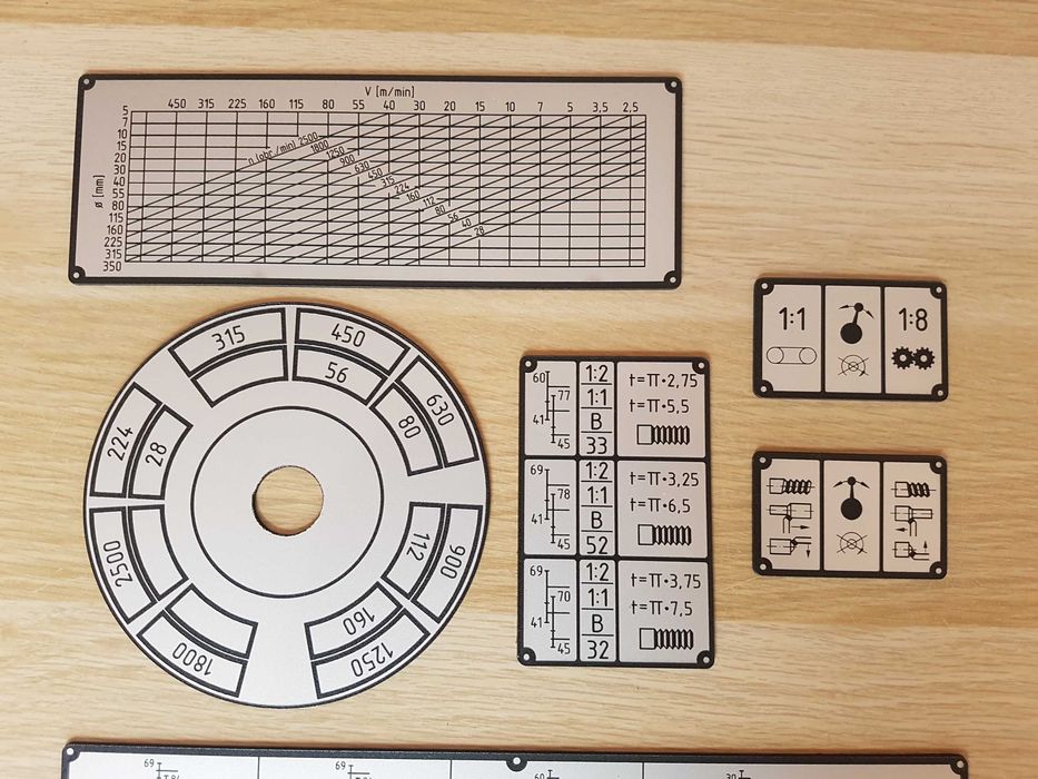 Tokarka TUM-35 Tabliczka Tabliczki Tabela Gwintów