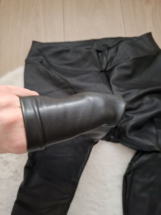 Legginsy skórzane skóra czarne elastyczne