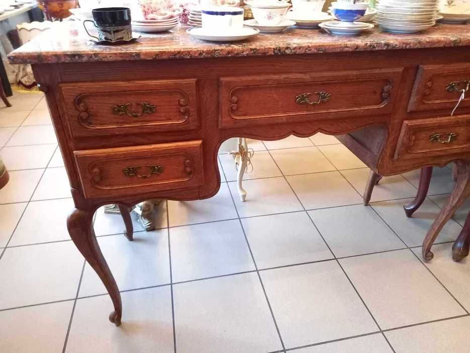 Biurko dębowe z marmurowym blatem