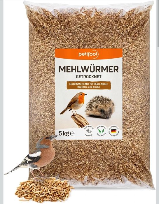 petifool suszone mączniki 5kg larwy mącznika pokarm dla ptaków jeży ryb