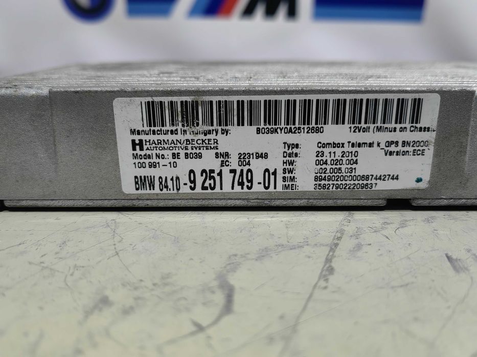 Modulo/unidade Bluetooth BMW serie 1/3 E87/E90/91/92 lci 925.1749