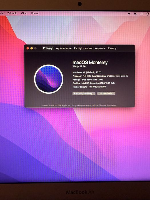 MacBook Air 13” 2017 | 8 GB RAM | 128 GB SSD | Idealny stan + pudełko