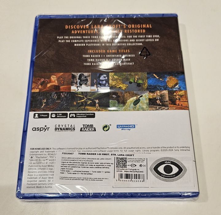 Playstation 5 Tomb Raider I-II-III Remastered, versão PT, selo IGAC