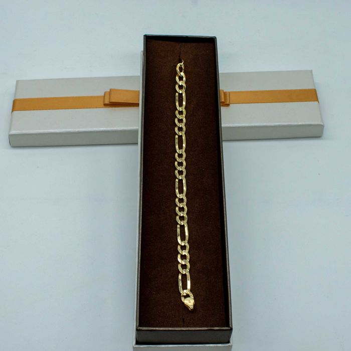 Złota bransoletka 585 9,74gram 21,5cm Figaro Nowa PEŁNA WYSYŁKA GRATIS
