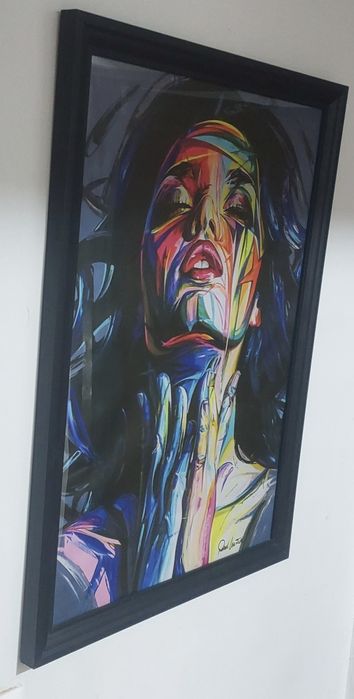 Quadro pintura tela tecido moldura mulher abstrata 57x77 cm