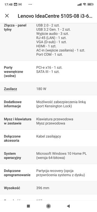 Komputer Desktop Lenovo Ideacentre 510S-08 i3-6100/8GB/240/DVD/Win10