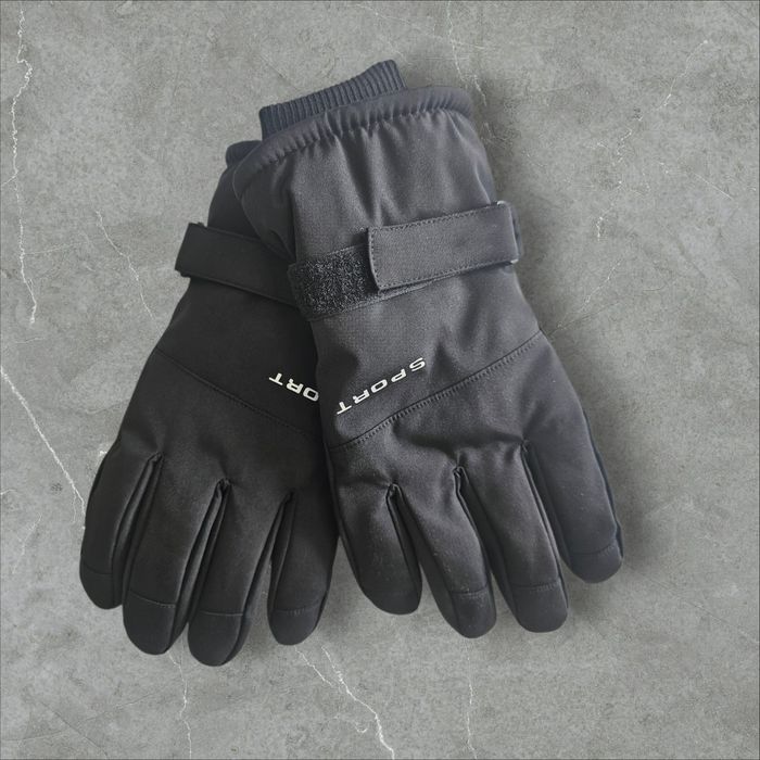 Zimowe rękawice ocieplane narciarskie męskie czarne r. OS