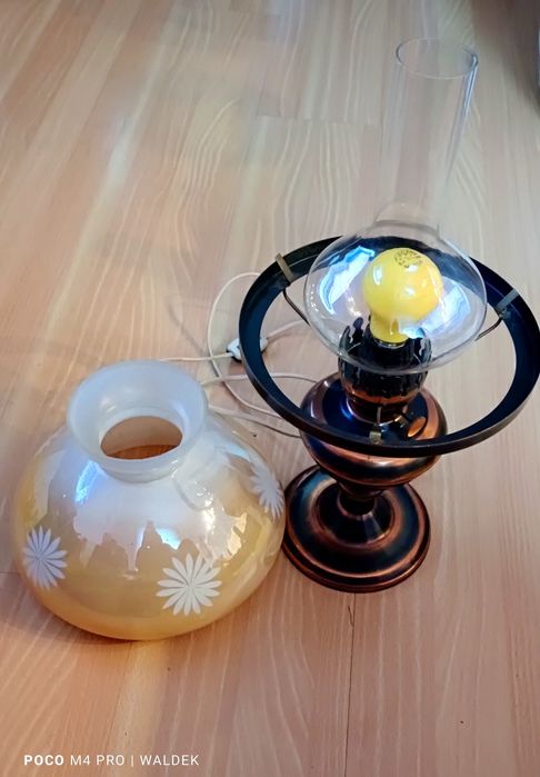 Lampa vintage stołowa PRL stylizowana na naftową