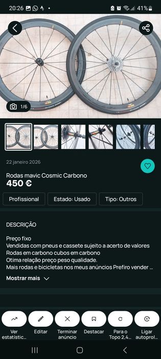 Rodas de carbono e aluminio e guiadores de carbono