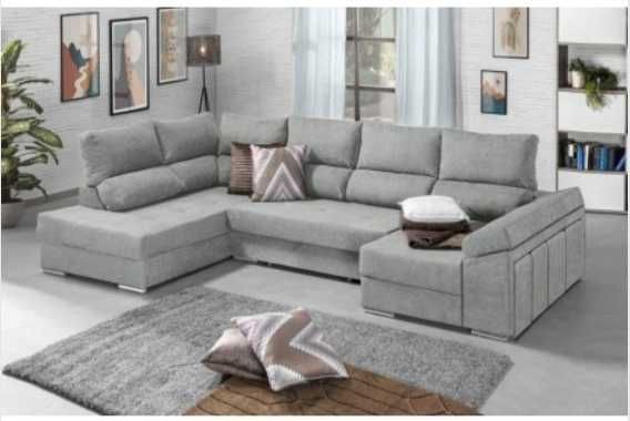 Sofá Canto c/ Chaise Long e Cama Elvis Presley (200x350x150cm) - Direto do fabricante de Paços de Ferreira