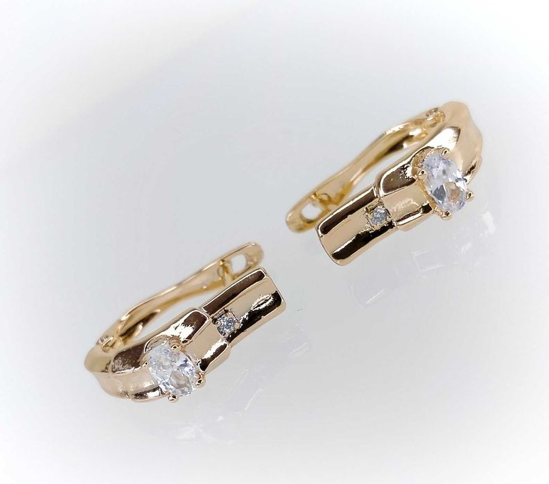 Kolczyki pozłacane cyrkonie stal chirurgiczna Xuping 18K