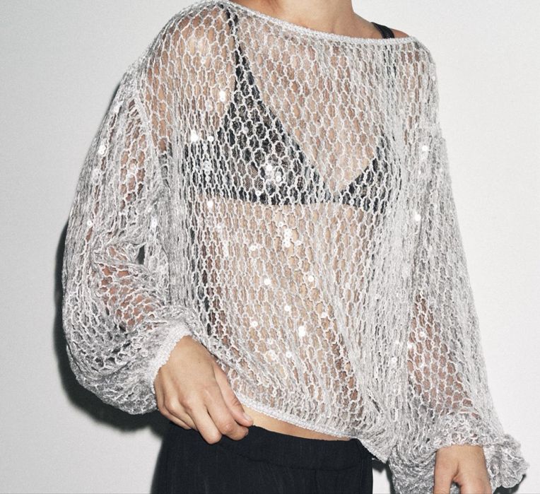 camisola lantejoulas Zara