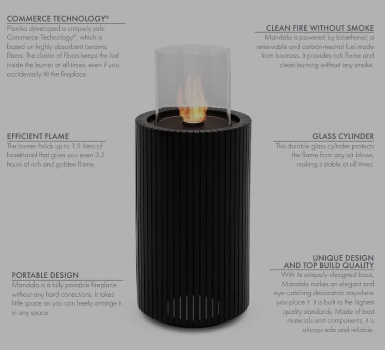 Lareira portátil bioetanol