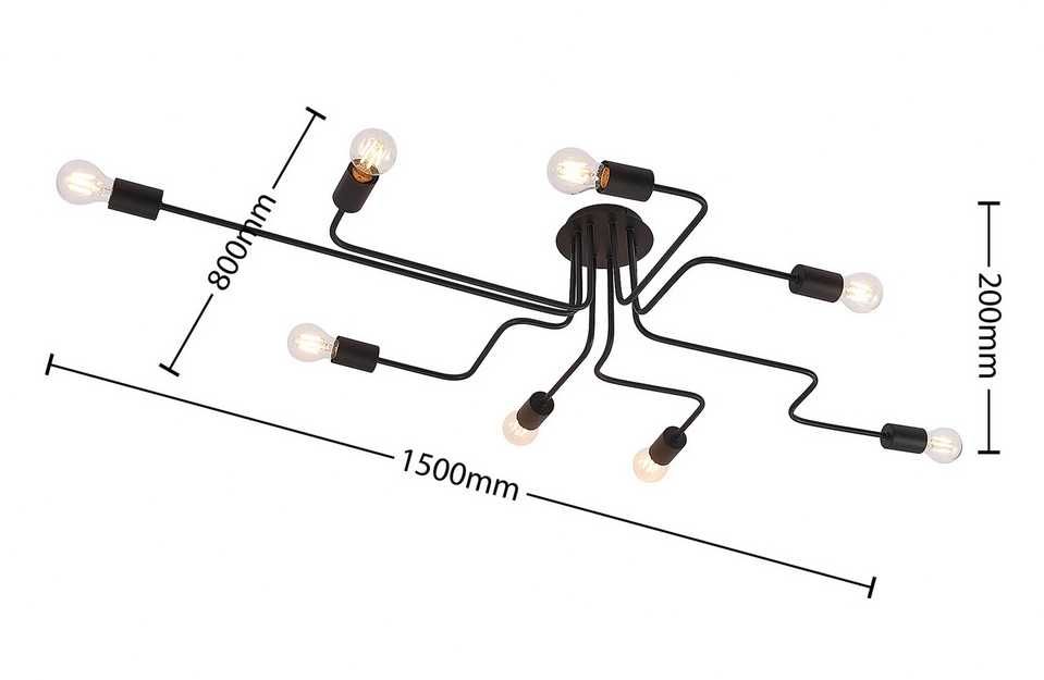 Candeeiro tipo SPUTNIK de teto Lindby Elimar, oito luzes