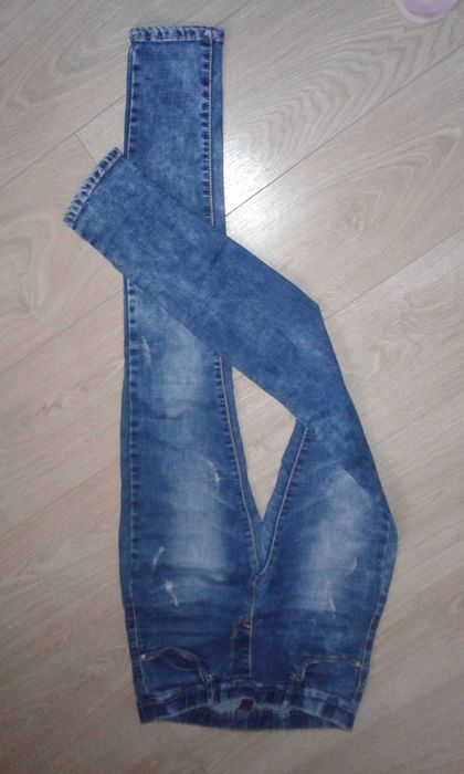 Skinny Dżinsy 164/170 Spodnie jeansowe rurki z przetarciami młodzieżow