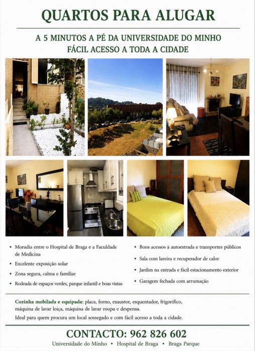 Quarto alugar junto universidade Minho