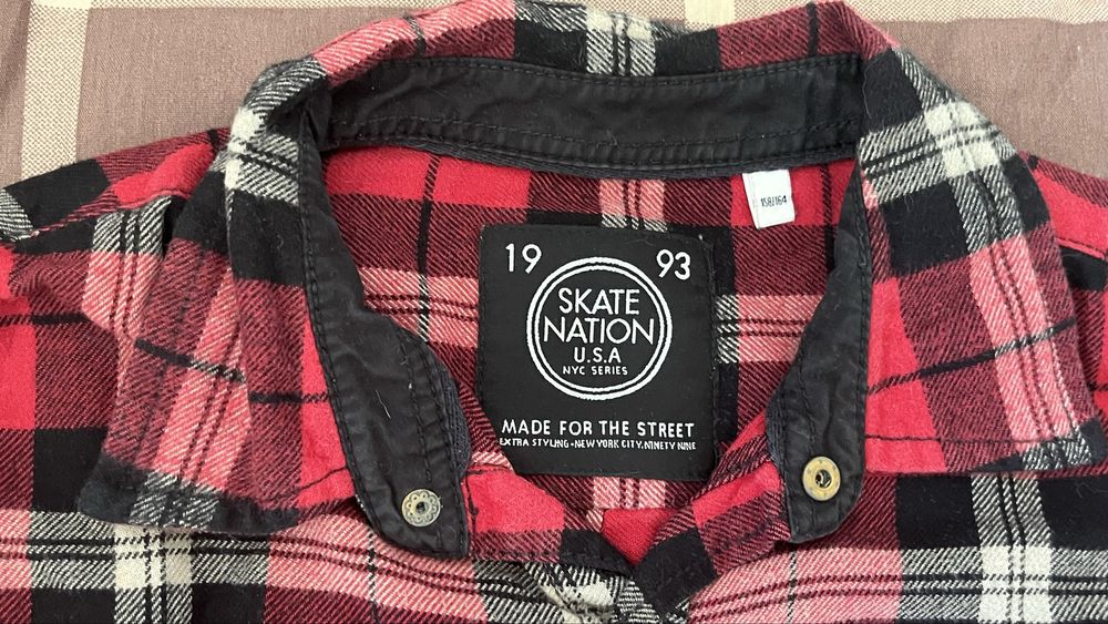 Camisa Skate Nation juvenil 158/164 flanela xadrez vermelha