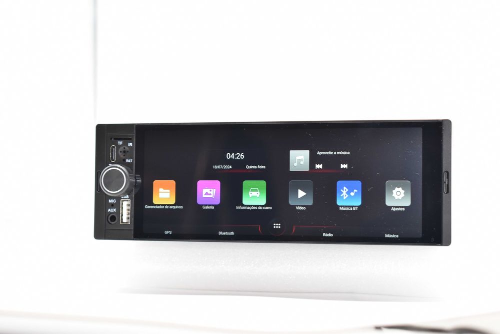 Rádio 1 DIN Android Universal – GPS Carplay - Novo