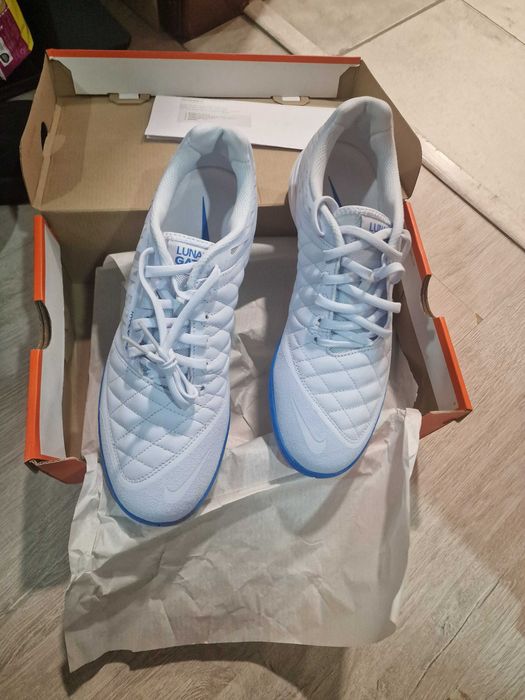 Tenis NOVOS Futsal Lunar Gato II Football Grey-LT Photo Blue, tamanho 43