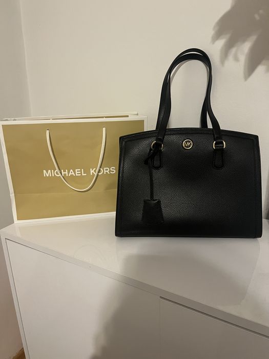 Michael Kors torebka tote bag srednia Chantal ze skóry groszkowej NOWA