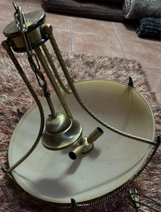 Conjunto candeeiros de quarto em latão e vidro