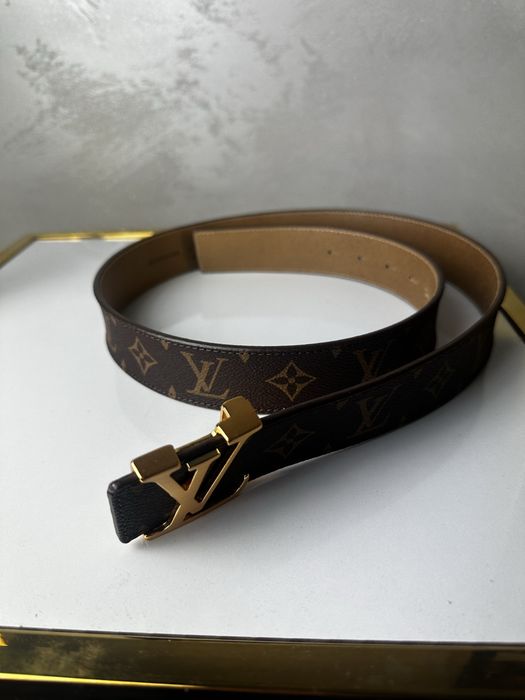 Brązowy pasek lv louis vuitton skóra naturalna 115 cm