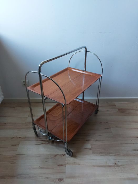 barek / wózek barowy GERLINOL model 14 Niemcy sklejka naturalna składany vintage proj. lata 70-te sygnowany