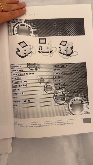 Máquina de Depilação a Laser PHANTON 3W – 800W