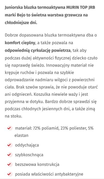 Bluzka termiczna juniorska Bejo unisex 152