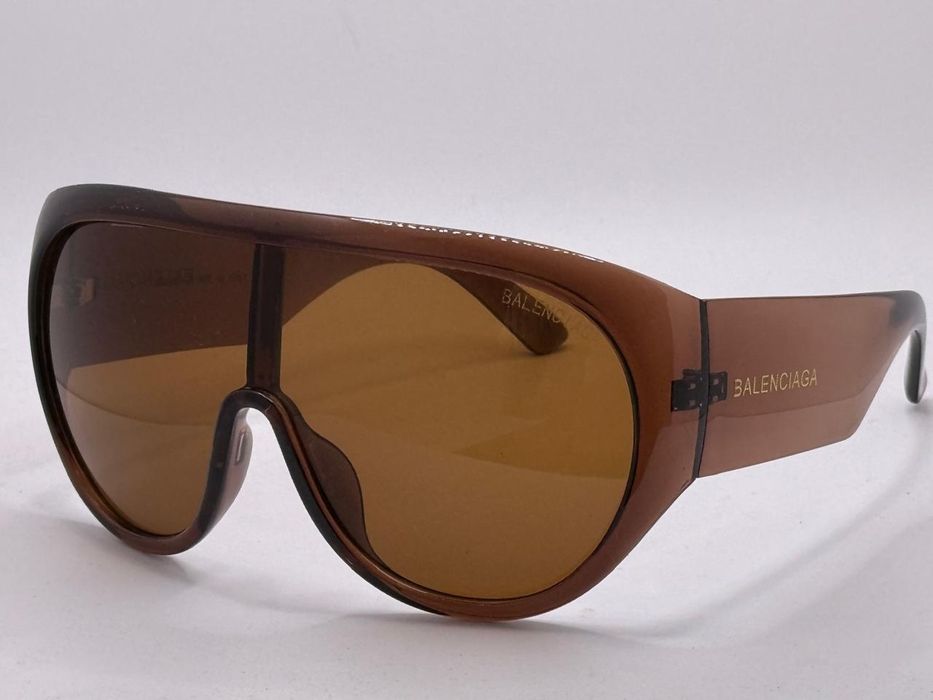 * BALENCIAGA czekoladowe brązowe damskie nowe duże okulary przeciwsłoneczne logo filtr uv 400