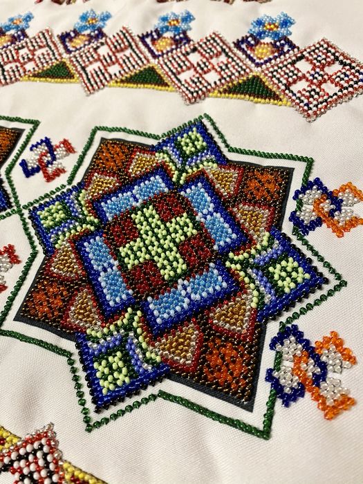 Весільний рушник вишитий бісером